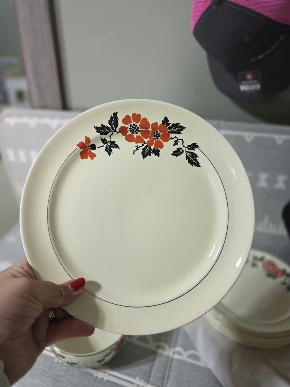 Vintage HALL Poppy Floral Dinner Plate